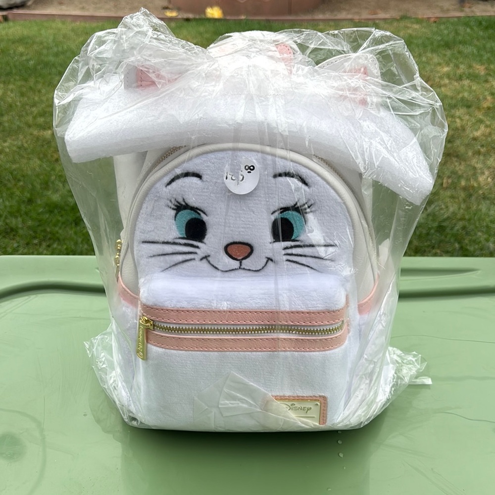 Disney Marie Cat Loungefly Backpack in White and Pink